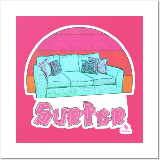 Couch Surfer Funny Sofa Cartoon Slogan Posters and Art